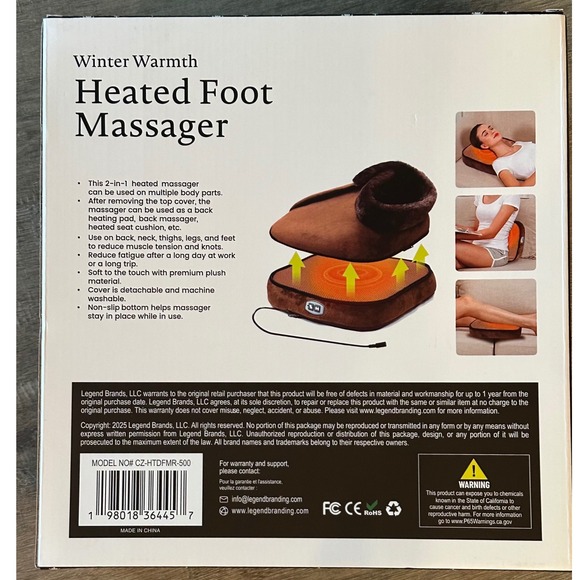 Cozy Winter Warmth 2-in-1 Heated Foot Massager & Heating Pad NEW! - Picture 4 of 5